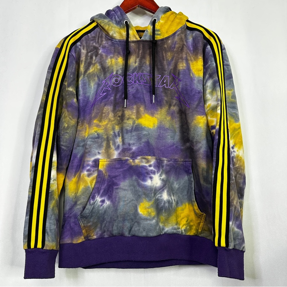 Rockstar Original Hoodie Metallic Watty Tie Dye Colorful Classic Retro Large